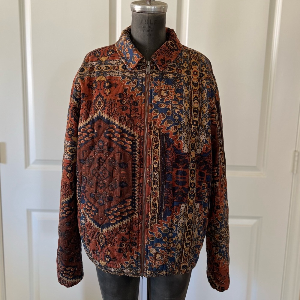 Urban Outfitters Quilted Printed Jacket NWT Choc Brown Size S
